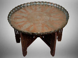 66 Ø Antik orient Tablett Tisch teetisch beisteltisch ottoman copper table HH11 - Bild 1 von 12