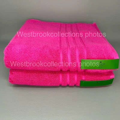 Juego de 2 TOALLAS DE BAÑO Kate Spade Ultra Absorbentes 30"x 56" ~ ROSA INTENSO Foto 1 de 4