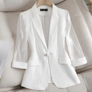 Formal Lady Mesh 3/4 Sleeve Blazer Suit Casual Jacket Business Suit Coat Summer - Picture 1 of 13