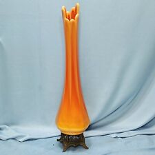 LE Smith MCM Bittersweet Orange Swung Vase 14" 8 Panel Finger Stretched 