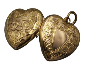 Encantador medallón antiguo eduardiano de oro de 9 quilates grabado enredaderas de 1906 - Imagen 1 de 8