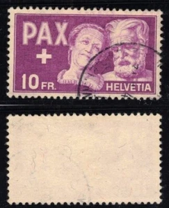 SWISS SWITZERLAND SCHWEIZ SUISSE 1945 SC#305 MI 459 YV  418 - 10 fr. PAX used - Picture 1 of 3