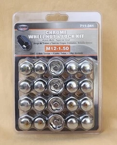 Dorman 711-341 Chrome Wheel Nut & Lock Kit - M12-1. 50 - 4 Locks, 16 Nuts, 1 Key - Picture 1 of 3
