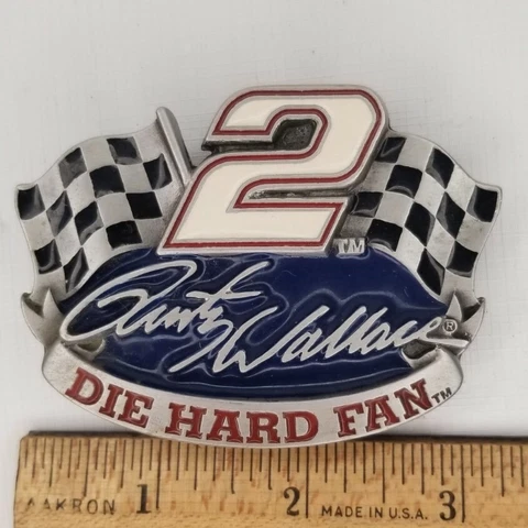 Vintage 1997 Rusty Wallace #2 Racing Pewter & Enamel Belt Buckle Miller Penske Cover