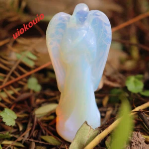Natural Opal Quartz Crystal Carved Angel Stone Reiki Healing Mineral Decor 60mm - Picture 1 of 5