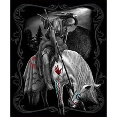 Native American Warrior on Horseback Blanket, Plush Queen Size Throw - Soft  - Image 1 of 3
