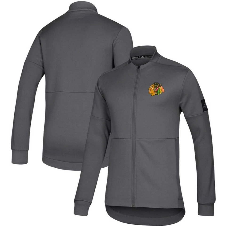 ADIDAS NHL Chicago Blackhawks GameMode Bomber Jacket EB6768 Grey Men's Sz M