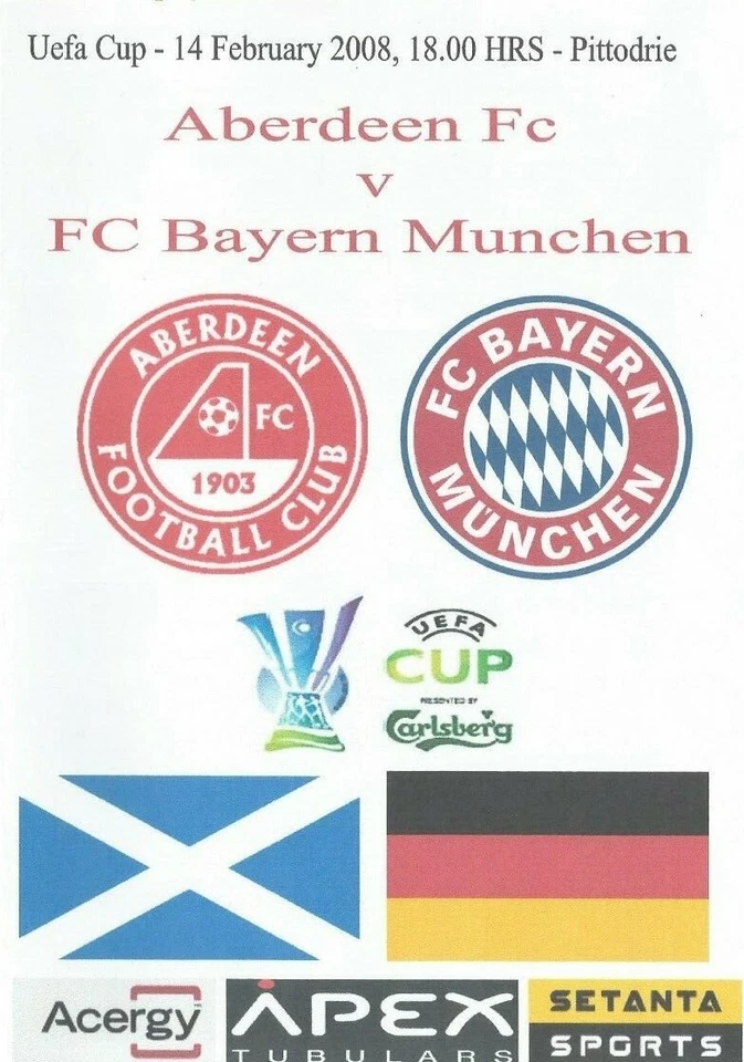 ABERDEEN v BAYERN MUNICH  2007/08  UEFA CUP  -  Unofficial Issue - Image 1 of 1