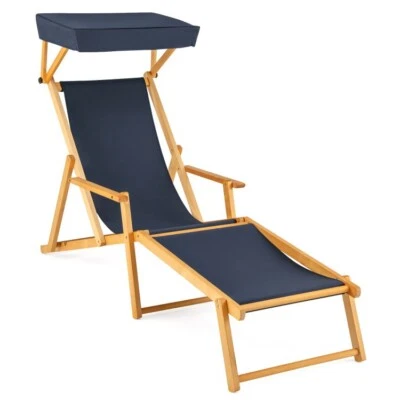 Chaise Lounge Silla Plegable Portátil Reclinable con Toldo Ajustable Foto 1 de 4