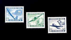 CHILE Stamp Lot - 1943 Airplane Series Flight Images Air Mail Mint OG LH r59 - Picture 1 of 2