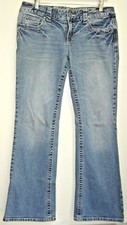 VINTAGE WOMEN'S AEROPOSTALE HAILEY SKINNY FLARE 11/12 REGULAR DENIM BLUE JEANS 