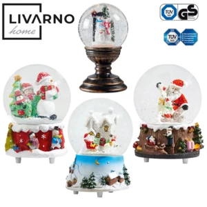 LED Schneekugel & Musik Spieluhr 10x14 cm Weihnachtsdeko Weihnachten Kugel NEU - Bild 1 von 14