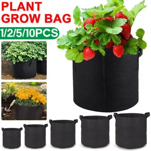 Up to 10 Plant Grow Bag Potato Fabric Pots Grow Bags Handles 3 5 7 10 Gallon AU - Picture 1 of 25
