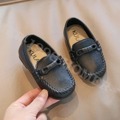 Kids Boys Girls Slip On  Toddlers  Loafers Moccasins Party Dress Boat Shoes US - Image 1 of 2