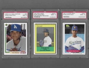1991 PEDRO MARTINEZ PSA 9 MINT ROOKIE LOT (3) HOF RED SOX (#2F, #2971, #355) RZC - Picture 1 of 3