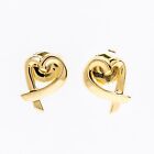Tiffany & Co Paloma Picasso Loving Heart Earrings 18K Yellow Gold Studs Pierced