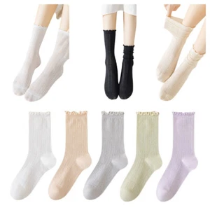 5 Paar kurze lose Damensocken aus Baumwolle mit Rüschenrand Baumwolle Sommer - Bild 1 von 28