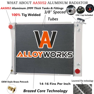 4-Row Aluminum Radiator For 1985-1986 GMC C1500 K1500 4.3L V6 GAS Truck Suburban Foto 1 de 4