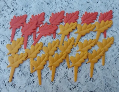 22 palitos de cupcake folha de outono, enfeites laranja amarelo colheita outono Halloween - Imagem 1 de 4