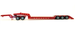 RED LOWBOY HEAVY EQUIPMENT Trailer w JEEP PROMOTEX 1/87 Accessory HO Scale 5392 - Picture 1 of 2