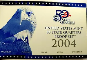 2004-S US Proof State Quarter Mint Set 5 Coins BU CN CLAD 19ucu0921 - Picture 1 of 4