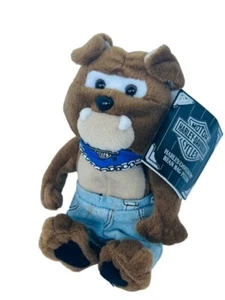 Vintage Harley Davidson Motorcycle Plush Stuffed Animal bean bag Bulldog pup dog - Picture 1 of 9