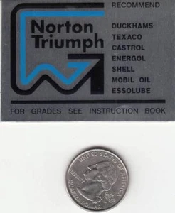 1975-77 Norton Commando 850 Mark III, (1) OEM OIL Recommendations Frame Decal - Picture 1 of 2