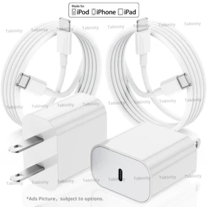 20W USB-C Power Adapter Block PD Fast Charger Cord For iPhone 14 13 12 11 Pro XR - Picture 1 of 18