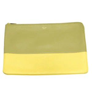 Celine Lambskin Yellow/Grey Clutch Pouch - Picture 1 of 10