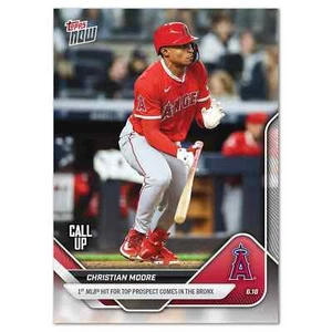 2025 MLB Topps NOW 304 CHRISTIAN MOORE LA ANGELS ROOKIE CALL UP in hand - Bild 1 von 2