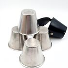 Mid Century Danish Stirrup Cups Stainless Steel Leather Case Dram Tipple Picnic 