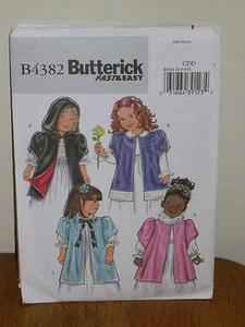 BUTTERICK PATTERN 4382 Sz 2-3-4-5 GIRLS CLOAK Loose-fitting lined Hood Very Easy - Bild 1 von 1