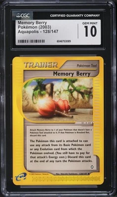 CGC 10 Memory Berry Trainer 128/147 Aquapolis Pokemon 2003 Card (POP 8) - Image 1 of 2