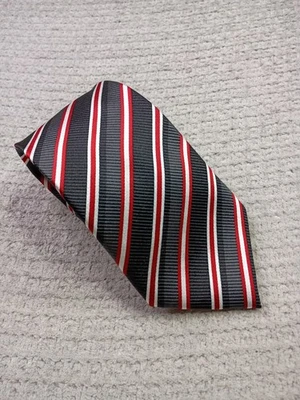 Галстук шелковый DONALD TRUMP President Signature Collection в полоску серый красно-белый  - Изображение 1 из 4