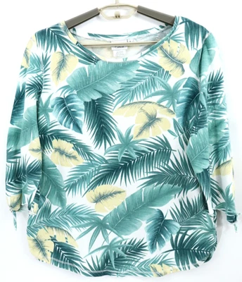 LO ÚLTIMO ALGODÓN Túnica Para Mujer Elástica 100% Algodón Manga 3/4 Floral Multicolor Talla L Foto 1 de 4