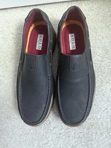 Herren Gr. 9,5 Solo FRED Halbschuhe Schwarz Vegan Kunstleder Slipper Halbschuh Bootsschuh - Bild 1 von 5