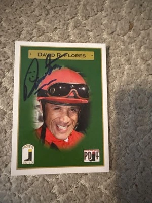 DAVE FLORES AUTOGRAPHED 2015 PDJF THOROUGHBRED JOCKEY CARD - Image 1 of 2