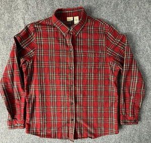 LL Bean Men's Long Sleeve Flannel Shirt Button Down Plaid Size Large Regular RED - Picture 1 of 7
