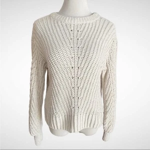 Suéter H&M Grueso Marfil Tejido Abierto Cuello Redondo Manga Larga, Talla S - Imagen 1 de 9