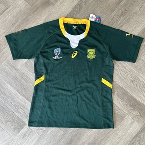 Asics South Africa Rugby Jersey Mens Green World Cup Japan 2019 Size Medium New - Picture 1 of 8