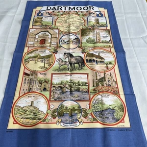 Vintage Baumwolle Geschirrtuch Dartmoor Szenen UK Muster Clive Mayor Küche Kunst - Bild 1 von 4