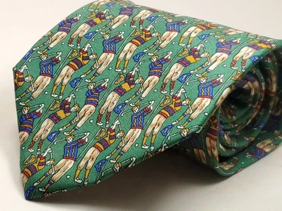 TIE RACK - BEAUFORT - Vintage made in ITALY 100% Silk Tie Green Golf Necktie NWT - Image 1 of 4
