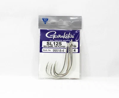 Gamakatsu SL12S Big Game Tin Plated Hook Size 8/0 ,4 Per pack (1373) - image 1 of 4