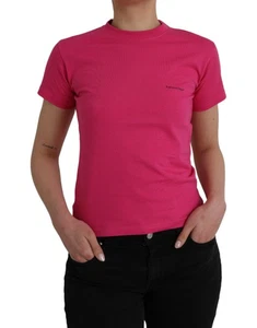 Balenciaga Pink Cotton Crew Neck Short Sleeves Tee Women's T-shirt Authentic - Picture 1 of 6