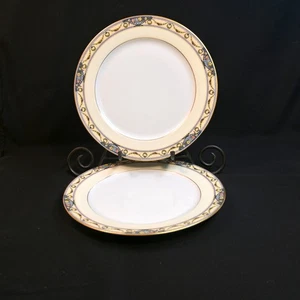 Thomas Bavaria Set of 2 Dinner Plates 1908-1938 The Arlington Floral & Urns Gold - Picture 1 of 11