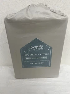 Everyday Home Trident 100% Organic Cotton 4 Pc Sheet Set King Sand New $190 - Picture 1 of 2