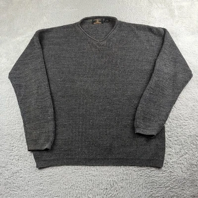 Vintage Y2K American Eagle Sweater Men L Gray Roll Neck V Ramie Blend Knit Heavy - Image 1 of 4