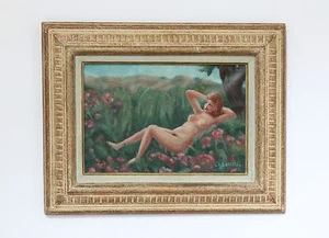 Albert Sarfati Painting " Naked Dans Les Flowers " 1957 - Picture 1 of 1