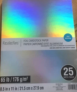 8 1/2 X 11” HOLOGRAPHIC FOIL” SCRAPBOOKING/ CRAFTS ~25 LOT BY RECOLLECTIONS~NEW - Picture 1 of 3
