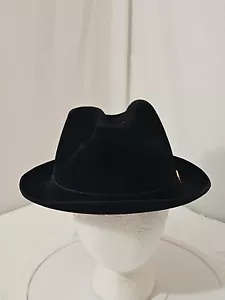 Cappello vintage Dobbs Fifth Ave NY St Moritz Fedora nero L0450 taglia 7 3/8 - Foto 1 di 9